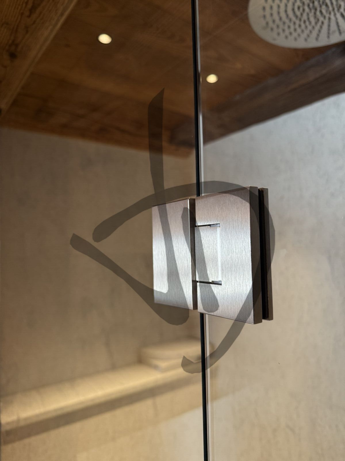 dettaglio cerniera box doccia lineare in vetro - Linear