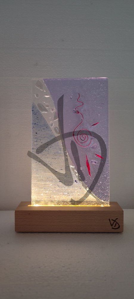 Lampenschirm aus verschmolzenem Muranoglas mit personalisiertem Holzsockel - 5 - Murano-Fusing-Nachttischlampen mit personalisiertem Holzsockel
