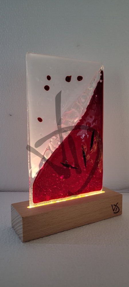 Lampenschirm aus verschmolzenem Muranoglas mit personalisiertem Holzsockel - 7 - Murano-Fusing-Nachttischlampen mit personalisiertem Holzsockel