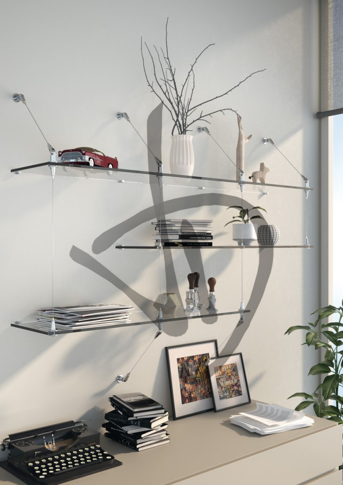 Maßgefertigte Produkte - Glasböden – Glasregale - Maßgefertigte transparente Glasböden - Mensole in vetro trasparente, su misura con reggimensola