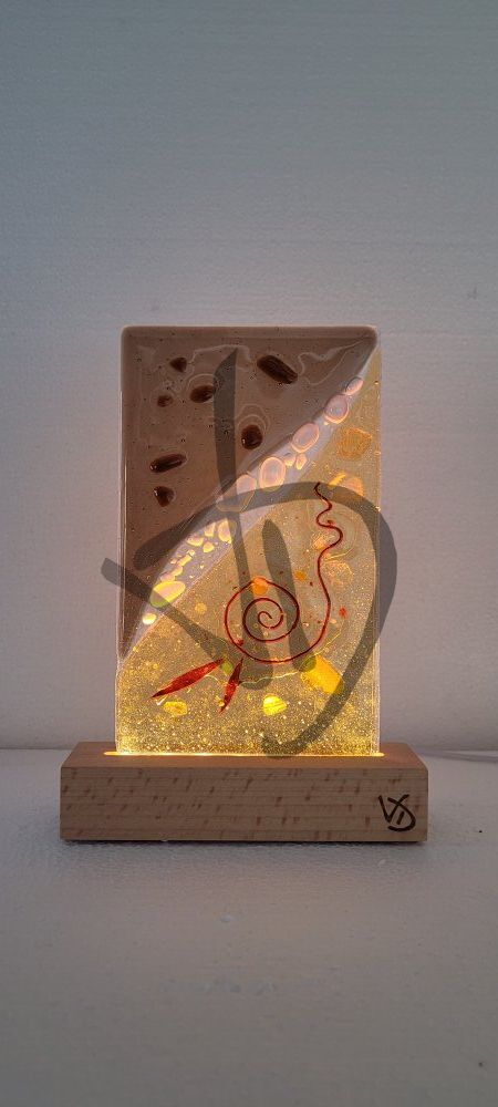 Maßgefertigte Produkte - Individuelle Lampen und Nachttischlampen - Murano-Fusing-Nachttischlampen mit personalisiertem Holzsockel - Lampenschirm aus verschmolzenem Muranoglas mit personalisiertem Holzsockel - 3