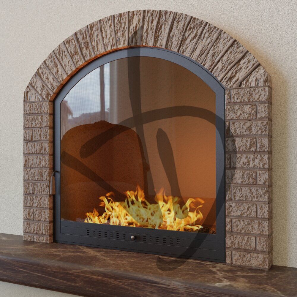 Maßgefertigte Produkte - Kaminverschlüsse - Gebogen - Gewölbter Kaminabschluss mit gewölbtem Glas mit Innenaufbau von Fach 2