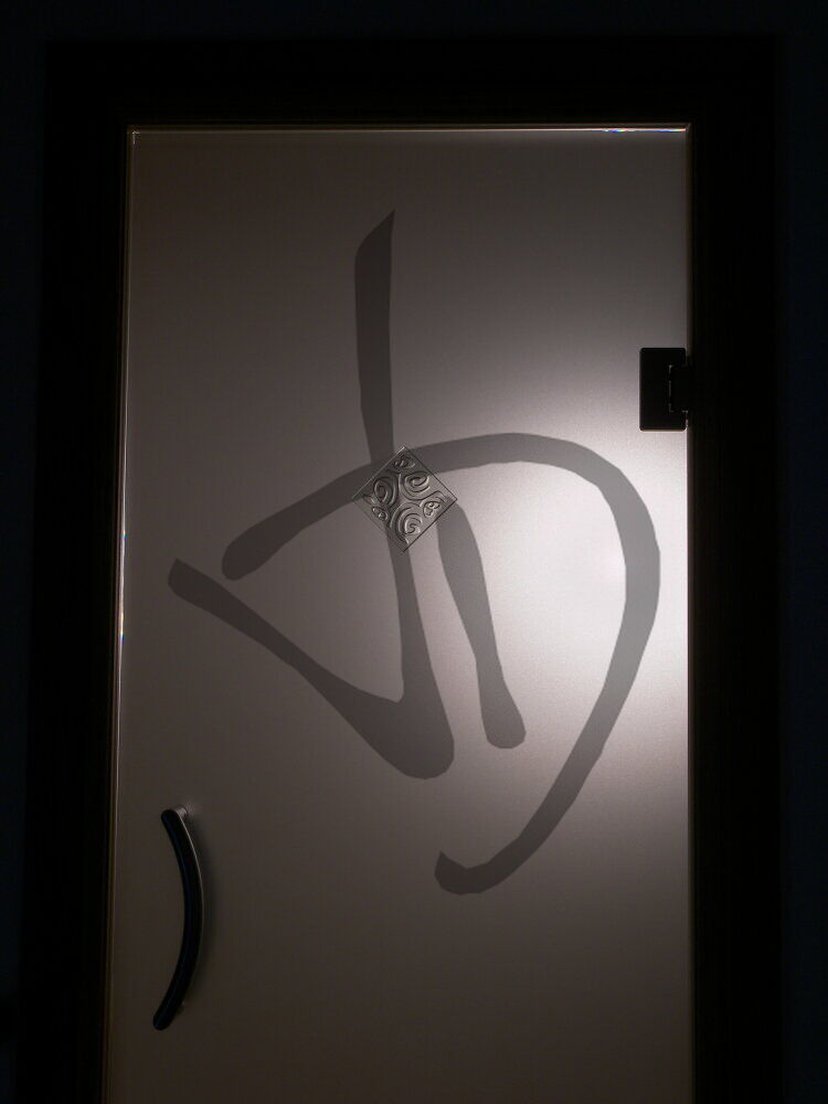 Maßgefertigte Produkte - Maßgefertigte Glastüren - Saloon-Türen - Maßgefertigte Salontür aus Milchglas mit dekorierter Füllung