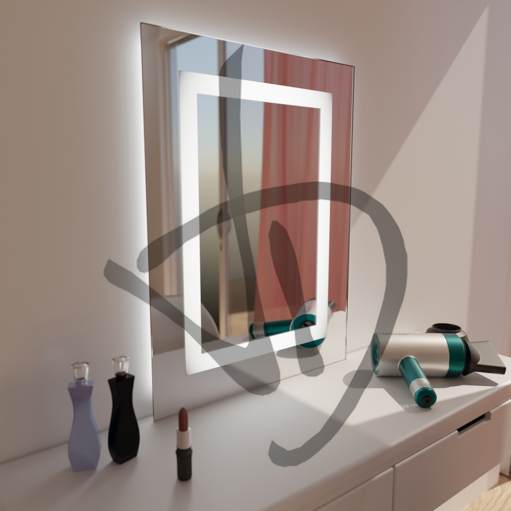 Maßgefertigte Produkte - Maßgefertigte Spiegel - Schminkspiegel - Individuelle rechteckige Schminkspiegel mit beleuchtetem Rahmen