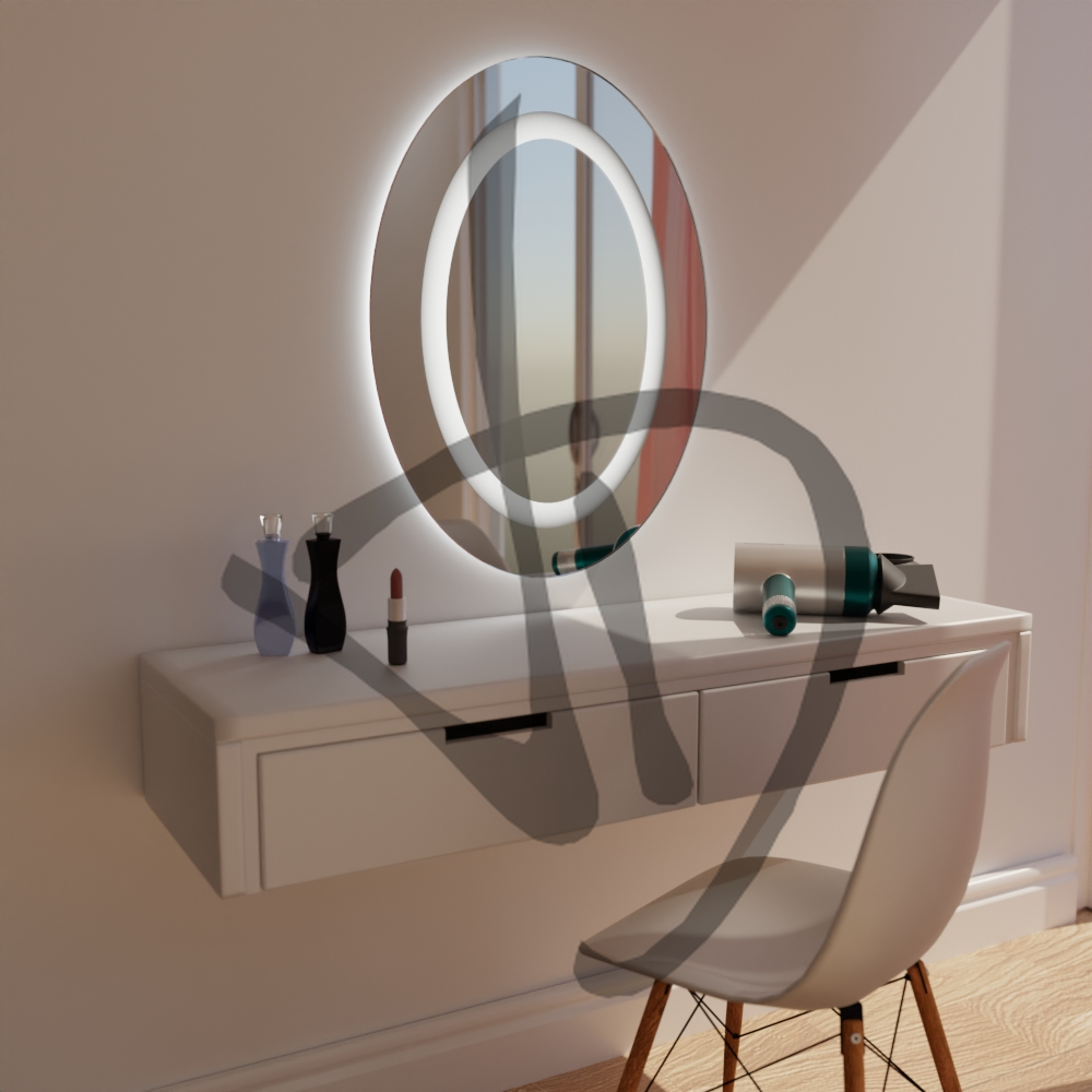 Maßgefertigte Produkte - Maßgefertigte Spiegel - Schminkspiegel - Runde Schminkspiegel mit beleuchtetem Rahmen -2