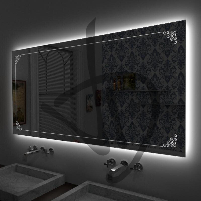 Hinterleuchtete LED-Spiegel mit einfacher, minimalistischer Vintage-Dekoration - Mit Dekor