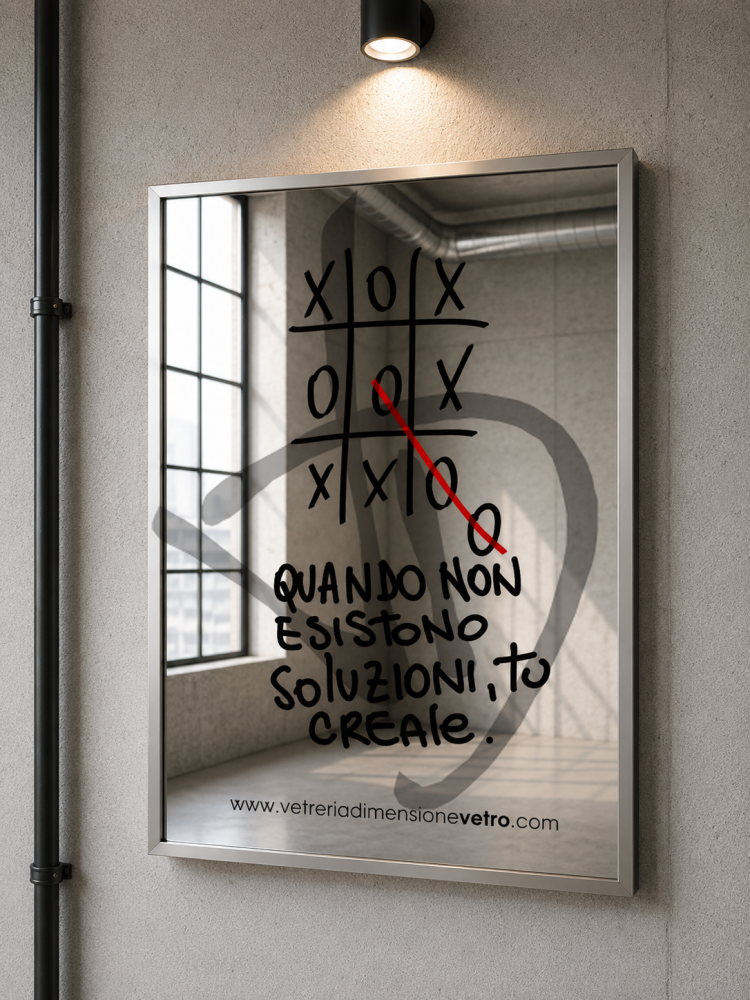 Specchio con scritta %22quando non ci sono soluzioni, tu creale%22 quadro, poster, specchio decorativo con cornice in alluminio  - Sprüche auf Spiegeln