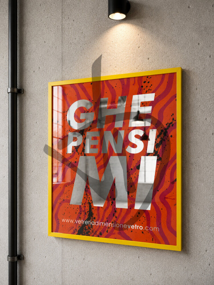 Specchio con scritta colorata "Ghe pensi mi" quadro, poster, specchio decorativo con cornice in alluminio  - Sprüche auf Spiegeln