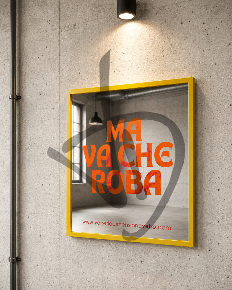 Specchio con scritta colorata "ma va che roba" quadro, poster, specchio decorativo con cornice in alluminio  - Sprüche auf Spiegeln