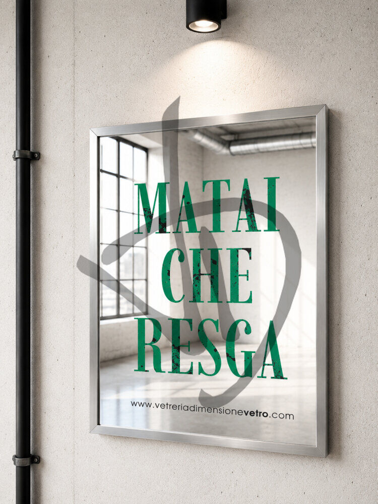 Specchio con scritta colorata "matai che resga" quadro, poster, specchio decorativo con cornice in alluminio  - Sprüche auf Spiegeln