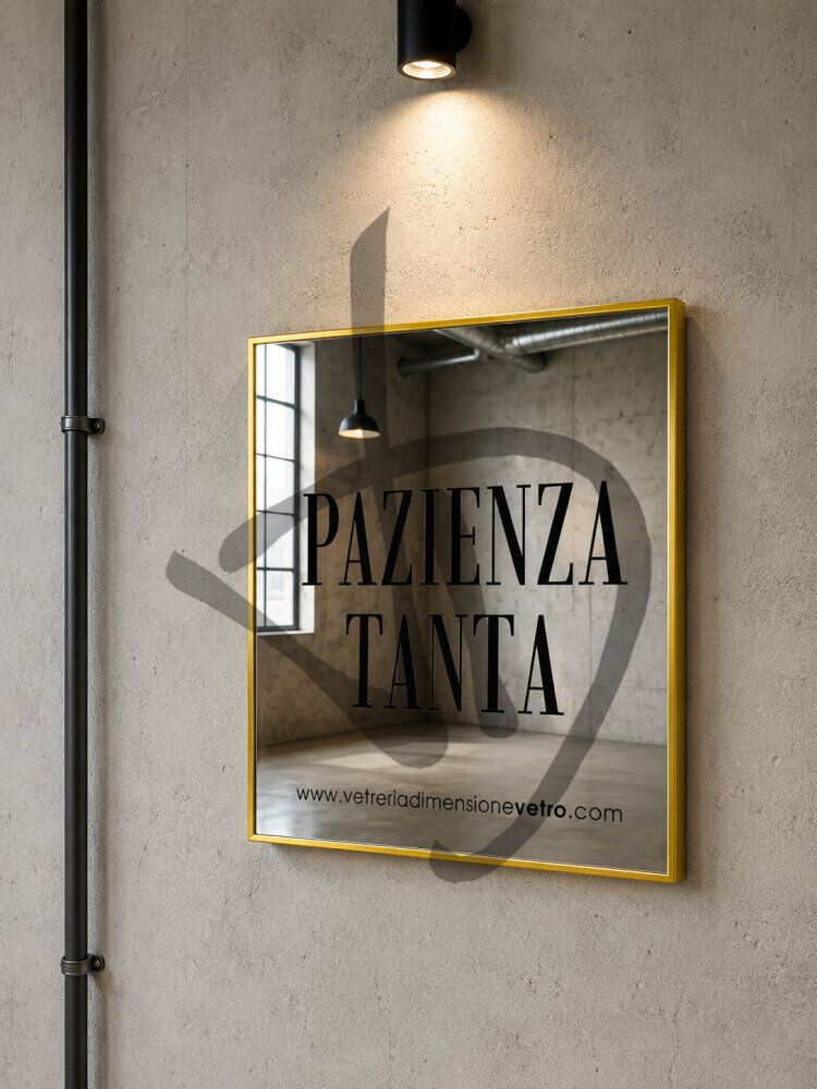 Specchio con scritta colorata "pazienza tanta" quadro, poster, specchio decorativo con cornice in alluminio  - Sprüche auf Spiegeln