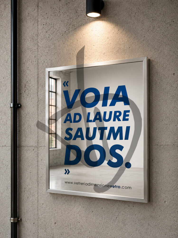 Specchio con scritta colorata "voia ad laure sautmi dos" quadro, poster, specchio decorativo con cornice in alluminio  - Sprüche auf Spiegeln